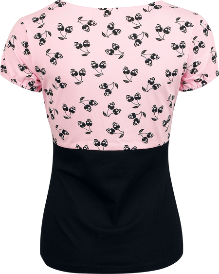 T-Shirt Manches courtes Rockabilly de Rock Rebel by EMP - T-Shirt Avec Crâne Imprimé - S à XXL - pour Femme - noir/rose - Rock Rebel by EMP - View 2