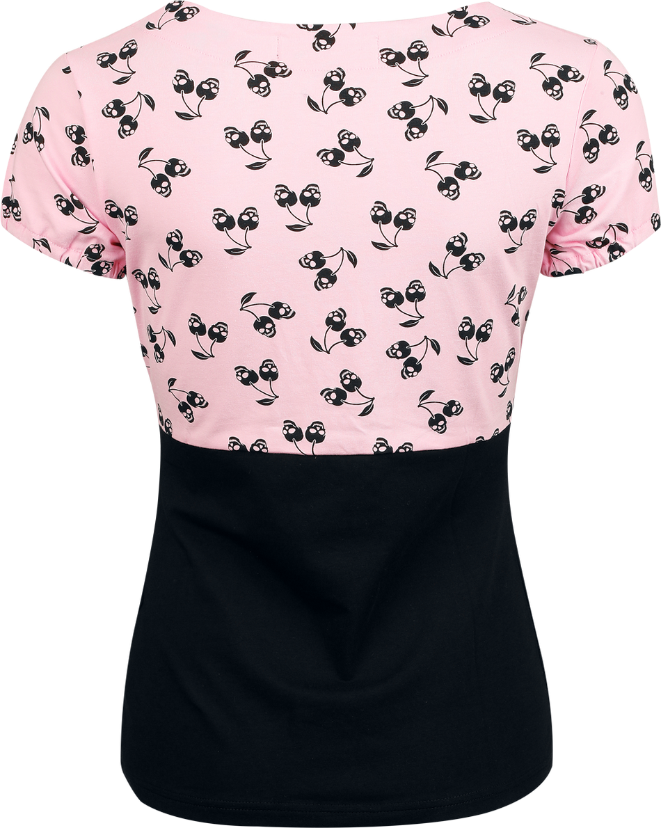 T-Shirt Manches courtes Rockabilly de Rock Rebel by EMP - T-Shirt Avec Crâne Imprimé - S à XXL - pour Femme - noir/rose - Rock Rebel by EMP - View 2