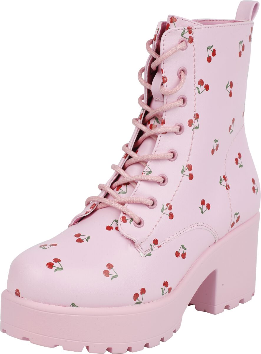 Bottes Rockabilly de KOI - Cherry Passion Platform Boots - EU36 à EU40 - pour Femme - rose - KOI