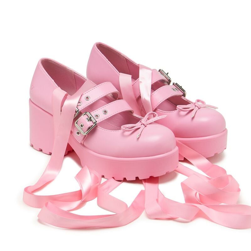 Talons hauts Rockabilly de KOI - Miyako Lace Up Ballet Shoes - EU36 à EU41 - pour Femme - rose - KOI