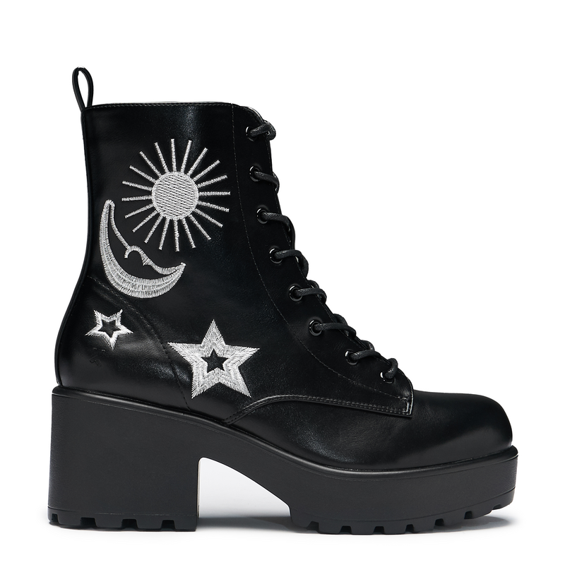 Bottes Gothic de KOI - Astro Silver Star & Moon Chunky Boots - EU36 à EU37 - pour Femme - noir - KOI - View 2