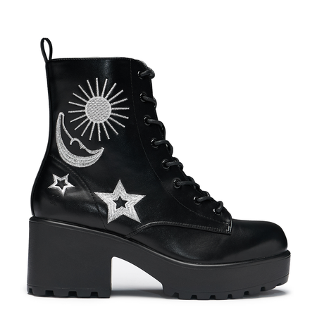Bottes Gothic de KOI - Astro Silver Star & Moon Chunky Boots - EU36 à EU37 - pour Femme - noir - KOI - View 2