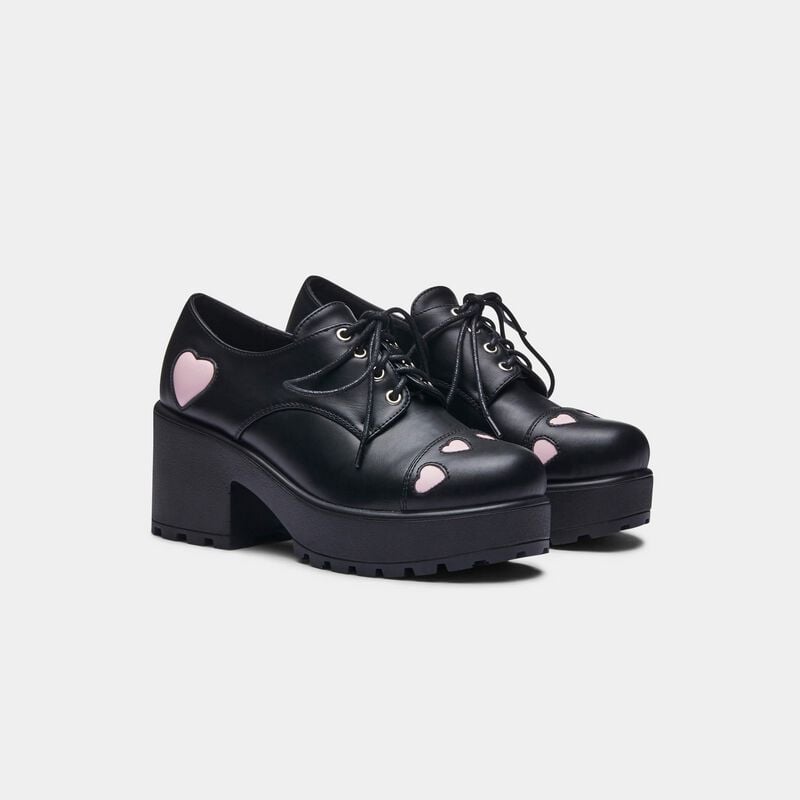 Talons hauts Rockabilly de KOI - Tennin Heart Shoes - EU36 à EU38 - pour Femme - noir/rose - KOI