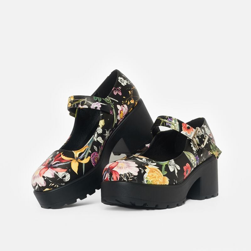 Talons hauts Rockabilly de KOI - Tira Mary Janes 'Floral Edition' - EU36 à EU41 - pour Femme - multicolore - KOI