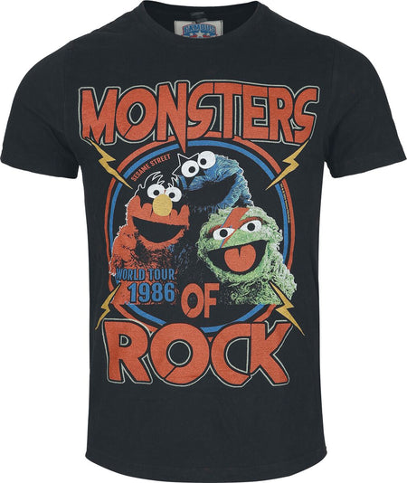 T-Shirt Manches courtes  de Sesame Street - Famous Forever - Monsters Of Rock - S à M - pour Homme - noir - Sesame Street