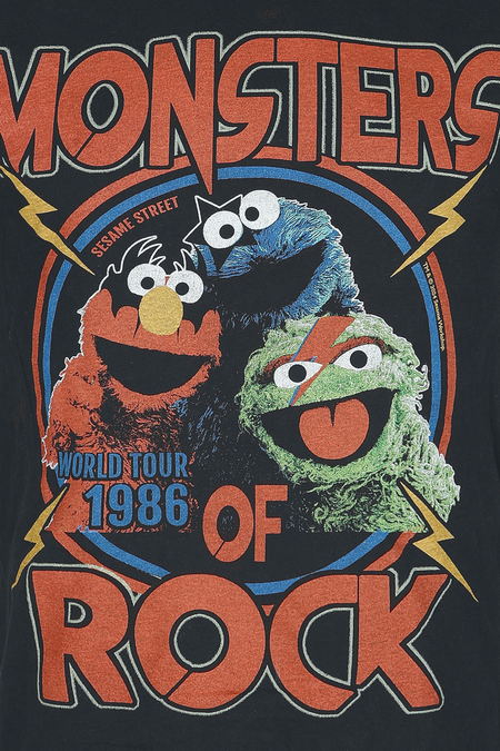 T-Shirt Manches courtes  de Sesame Street - Famous Forever - Monsters Of Rock - S à M - pour Homme - noir - Sesame Street - View 2