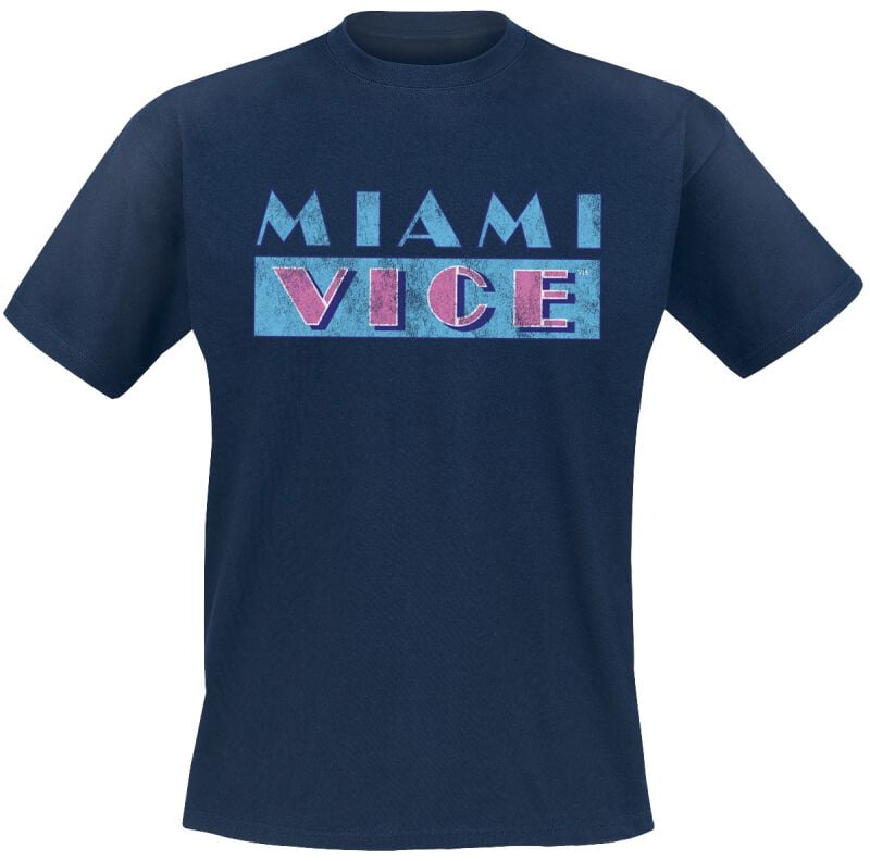 T-Shirt Manches courtes  de Miama Vice - Miami Vice Distressed Logo - S à XXL - pour Homme - marine - Miama Vice
