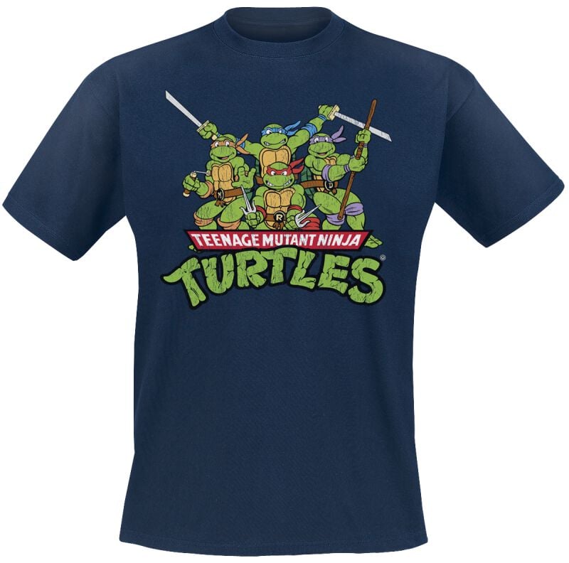 T-Shirt Manches courtes  de Les Tortues Ninja - Turtles Distressed Group - S à XXL - pour Homme - marine - Les Tortues Ninja