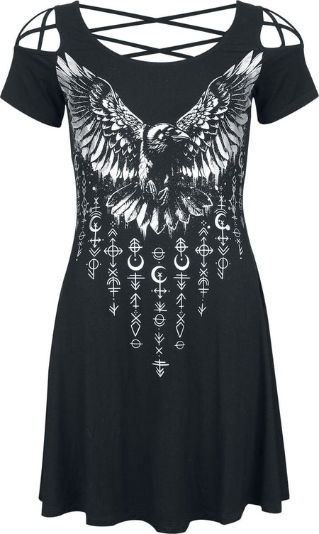 Robe courte  de Black Premium by EMP - Robe Imprimé Corbeau - S à XL - pour Femme - noir - Black Premium by EMP