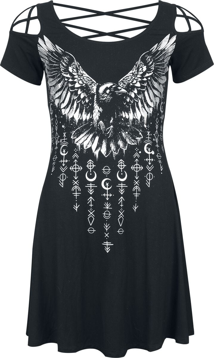 Robe courte  de Black Premium by EMP - Robe Imprimé Corbeau - S à XXL - pour Femme - noir - Black Premium by EMP