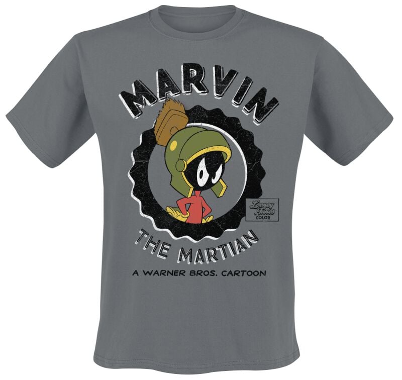 T-Shirt Manches courtes  de Looney Tunes - Marvin Le Martien - S à XXL - pour Homme - gris foncé - Looney Tunes