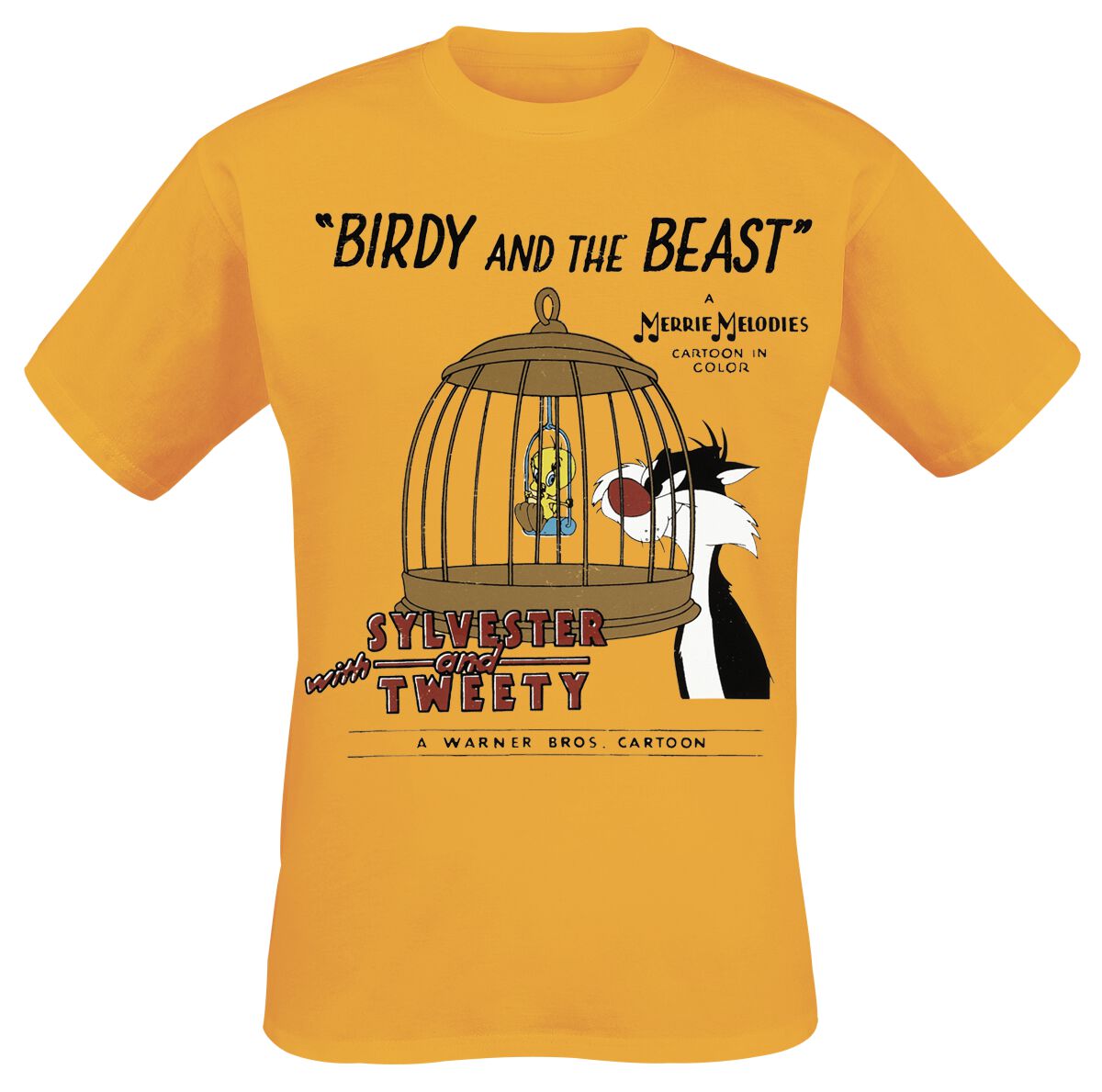 T-Shirt Manches courtes  de Looney Tunes - Birdie And The Beast - S à XXL - pour Homme - jaune - Looney Tunes