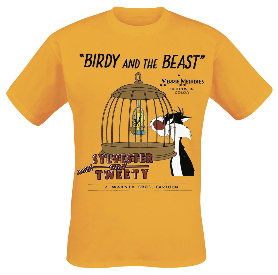 T-Shirt Manches courtes  de Looney Tunes - Birdie And The Beast - S à XXL - pour Homme - jaune - Looney Tunes