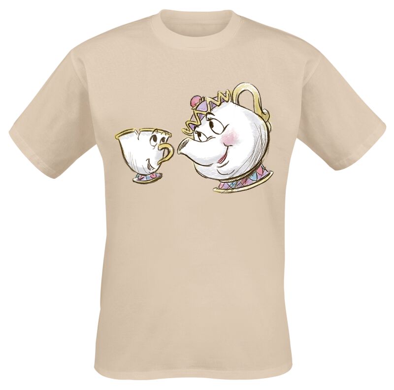 T-Shirt Manches courtes Disney de La Belle Et La Bête - Chip und Mrs Potts - L - pour Unisexe - naturel - La Belle Et La Bête