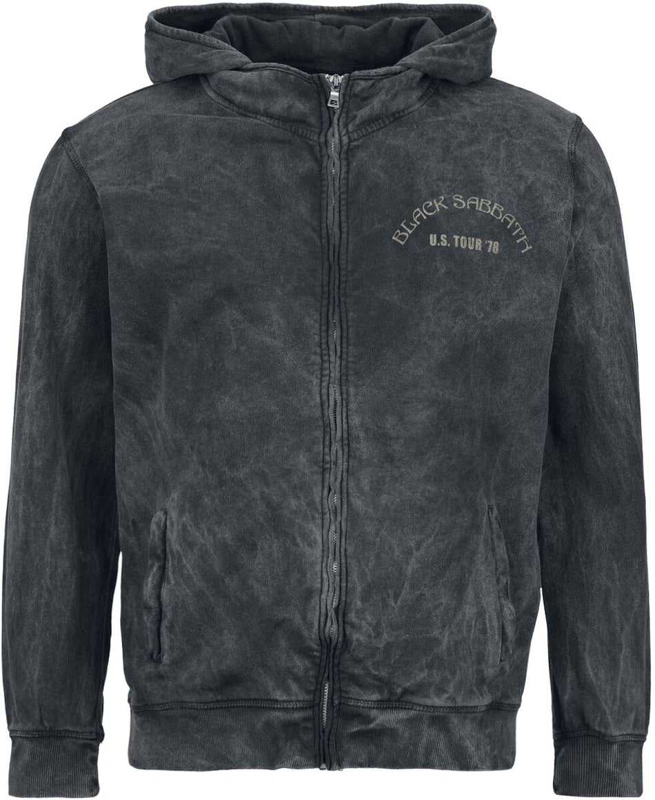 Sweat-shirt zippé à capuche  de Black Sabbath - US Tour 78 - S à XXL - pour Homme - anthracite - Black Sabbath