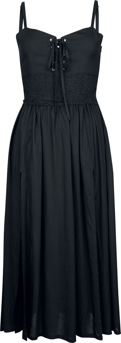 Robe longue Gothic de Gothicana by EMP - Robe avec Détails Dentelle Crochetée - S à XXL - pour Femme - noir - Gothicana by EMP