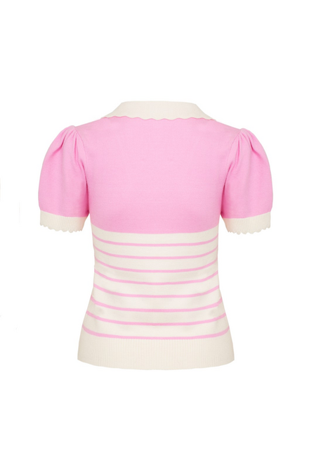 T-Shirt Manches courtes Rockabilly de Hell Bunny - Jennie Top - M - pour Femme - blanc/rose - hell bunny - View 2