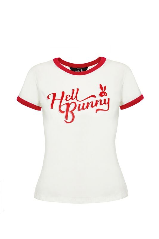 T-Shirt Manches courtes Rockabilly de Hell Bunny - Lucy - T-Shirt - XS à XXL - pour Femme - blanc/rouge - hell bunny