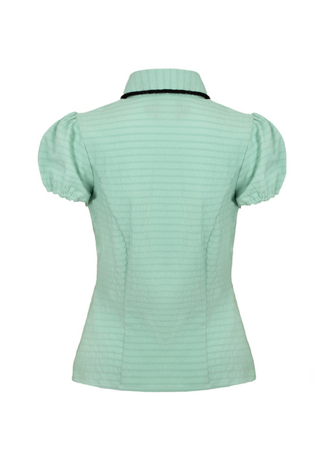 Chemisier Rockabilly de Hell Bunny - Casey Blouse - XS à XL - pour Femme - vert/noir - hell bunny - View 2