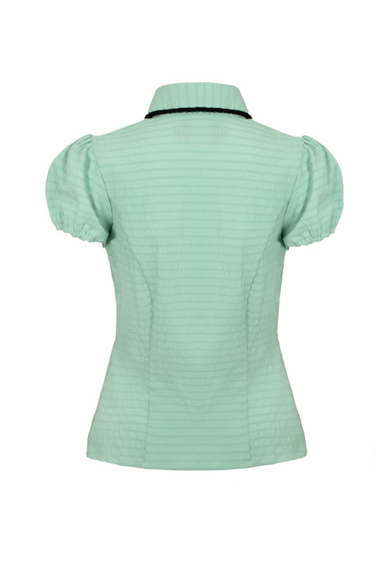 Chemisier Rockabilly de Hell Bunny - Casey Blouse - XS à XL - pour Femme - vert/noir - hell bunny - View 2