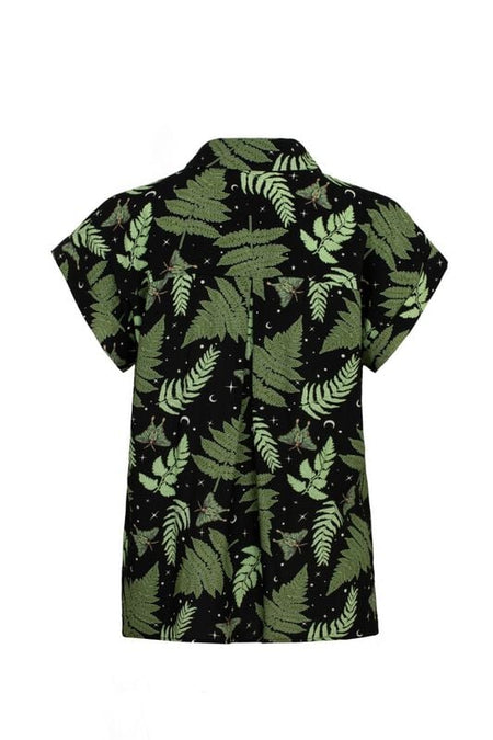 Chemise manches courtes Rockabilly de Hell Bunny - Gaia Shirt - XS à 4XL - pour Femme - vert/noir - hell bunny