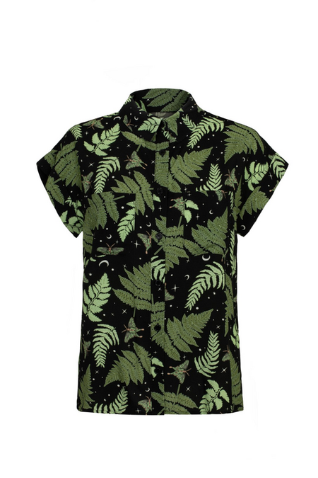 Chemise manches courtes Rockabilly de Hell Bunny - Gaia Shirt - XS à 4XL - pour Femme - vert/noir - hell bunny - View 2