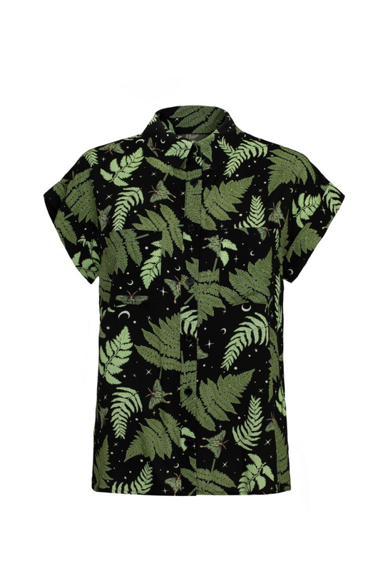 Chemise manches courtes Rockabilly de Hell Bunny - Gaia Shirt - XS à 4XL - pour Femme - vert/noir - hell bunny - View 2