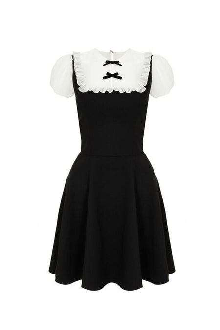 Robe mi-longue Rockabilly de Hell Bunny - Alice Dress - XS à XXL - pour Femme - noir/blanc - hell bunny