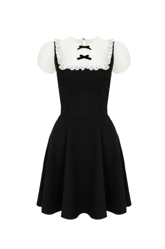 Robe mi-longue Rockabilly de Hell Bunny - Alice Dress - XS à XXL - pour Femme - noir/blanc - hell bunny