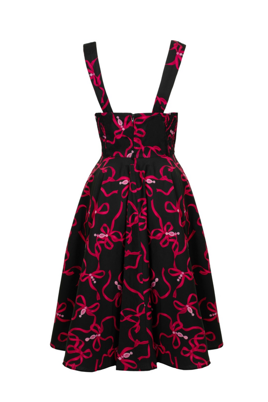 Robe mi-longue Rockabilly de Hell Bunny - Bownita Dress - XS à M - pour Femme - noir/rose - hell bunny - View 2