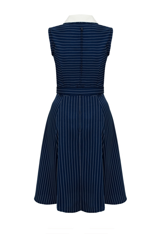 Robe mi-longue Rockabilly de Hell Bunny - Costello - Robe - M à 4XL - pour Femme - bleu/blanc - hell bunny - View 2