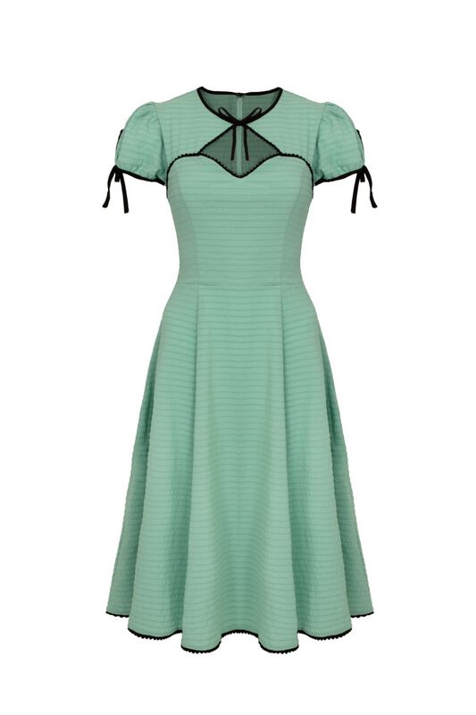 Robe mi-longue Rockabilly de Hell Bunny - Casey Dress - XS à 4XL - pour Femme - vert/noir - hell bunny