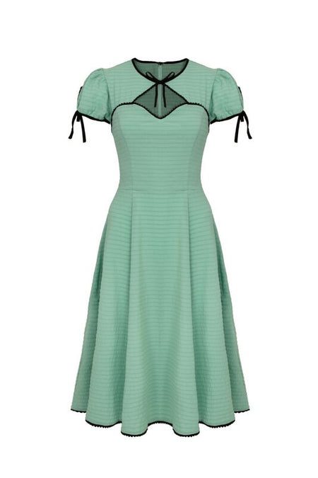 Robe mi-longue Rockabilly de Hell Bunny - Casey Dress - XS à 4XL - pour Femme - vert/noir - hell bunny