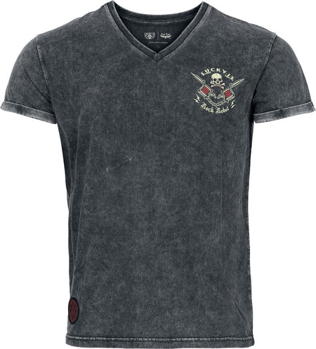 T-Shirt Manches courtes  de Rock Rebel by EMP - Rock Rebel X Lucky 13 - T- Shirt - M à XXL - pour Homme - gris - Rock Rebel by EMP