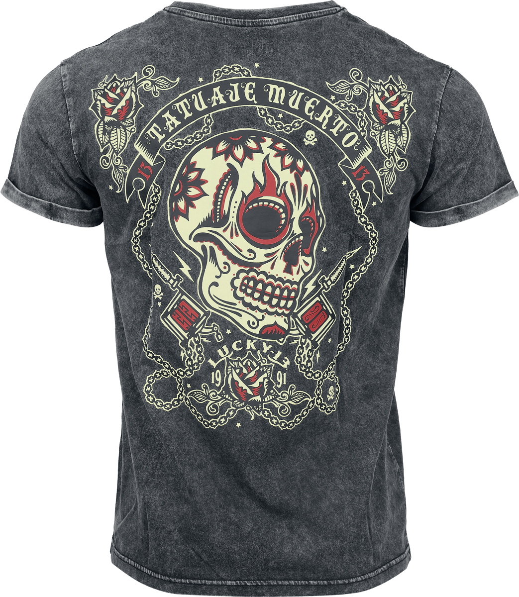 T-Shirt Manches courtes  de Rock Rebel by EMP - Rock Rebel X Lucky 13 - T- Shirt - M à XXL - pour Homme - gris - Rock Rebel by EMP - View 2
