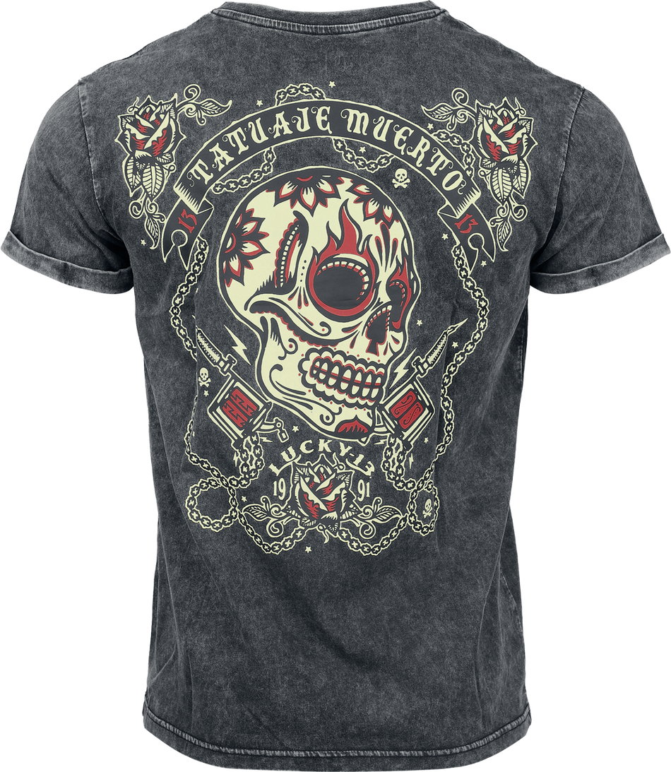 T-Shirt Manches courtes  de Rock Rebel by EMP - Rock Rebel X Lucky 13 - T- Shirt - M à XXL - pour Homme - gris - Rock Rebel by EMP - View 2
