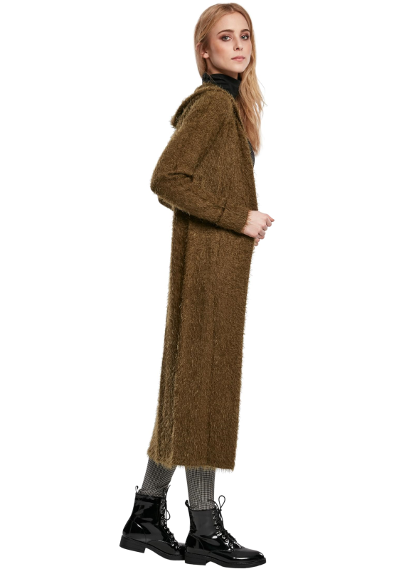 Gilets & Ponchos  de Urban Classics - Ladies Hooded Feather Cardigan - XS à S - pour Femme - olive - Urban Classics - View 2