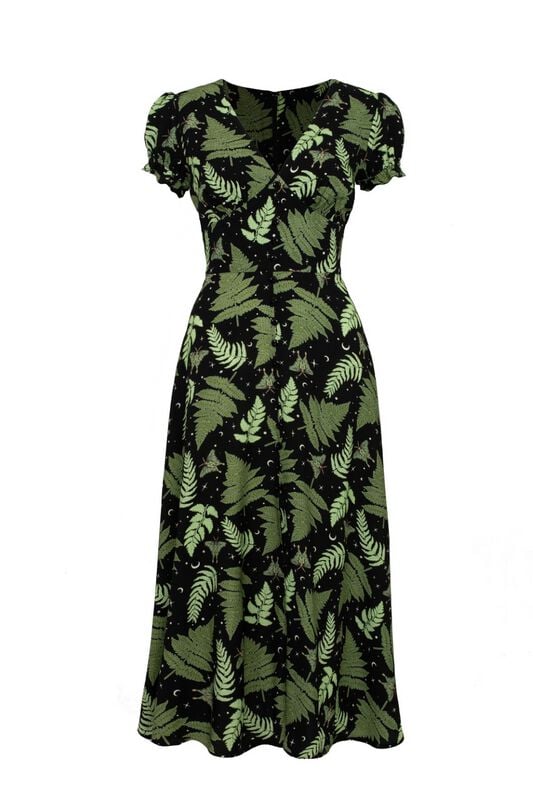 Robe longue  de Hell Bunny - Gaia Dress - XS à S - pour Femme - noir/vert - hell bunny