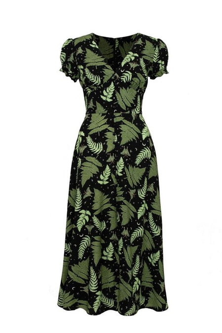 Robe longue  de Hell Bunny - Gaia Dress - XS à S - pour Femme - noir/vert - hell bunny