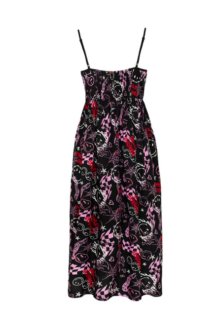 Robe longue  de Hell Bunny - Hell Bunny x Smiley Originals Riot Dress - XS à L - pour Femme - multicolore - hell bunny - View 2