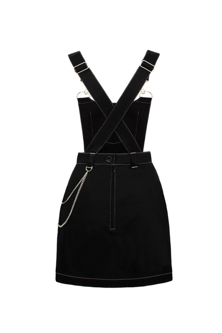 Robe courte  de Hell Bunny - Hell Bunny x Smiley Originals Dylan Pinafore Dress - L - pour Femme - noir - hell bunny - View 2