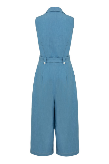 Salopette Rockabilly de Hell Bunny - Rylee Jumpsuit - XS à 3XL - pour Femme - bleu/blanc - hell bunny - View 2