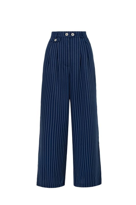 Pantalon en toile  de Hell Bunny - Costello Trousers - XS à 4XL - pour Femme - bleu/blanc - hell bunny
