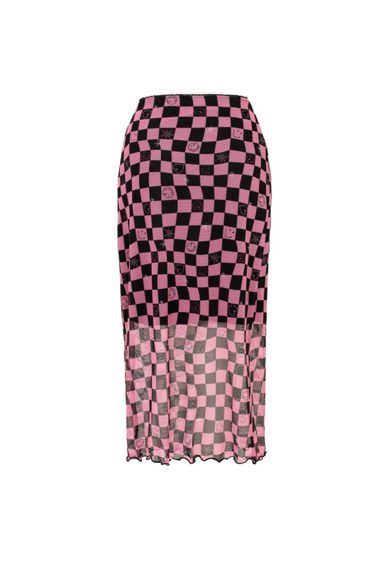 Jupe longue  de Hell Bunny - Hell Bunny x Smiley Originals Distortion Skirt - S à 4XL - pour Femme - noir/rose - hell bunny - View 2