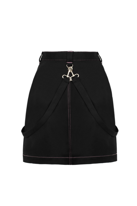Jupe courte Gothic de Hell Bunny - Hell Bunny x Smiley Originals Dylan Skirt - S à M - pour Femme - noir - hell bunny - View 2