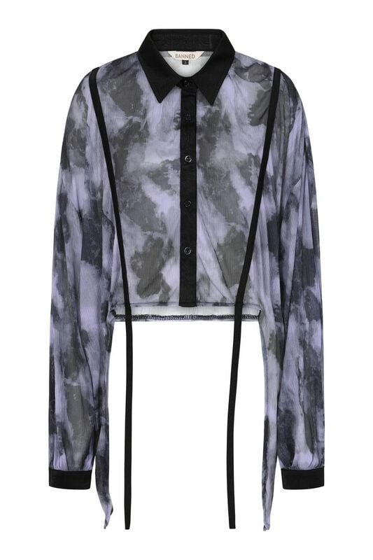 Chemisier Gothic de Banned Alternative - Selene Mesh Blouse - XS à S - pour Femme - noir/lilas - Banned Alternative