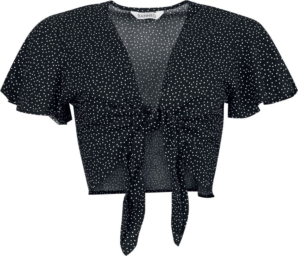 Chemisier Rockabilly de Banned Retro - Lola - Crop Top - XS à 4XL - pour Femme - noir/blanc - Banned Retro