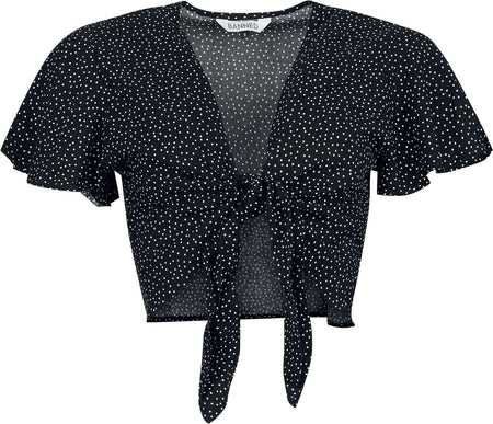 Chemisier Rockabilly de Banned Retro - Lola - Crop Top - XS à 4XL - pour Femme - noir/blanc - Banned Retro