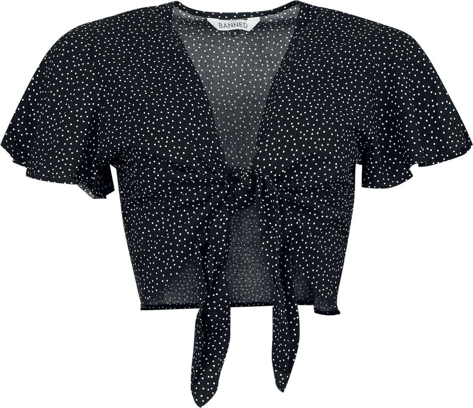 Chemisier Rockabilly de Banned Retro - Lola - Crop Top - XS à 4XL - pour Femme - noir/blanc - Banned Retro