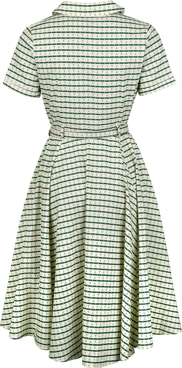 Robe mi-longue Rockabilly de Banned Retro - Bella Anchor Ahead Dress - XS à M - pour Femme - beige/vert - Banned Retro - View 2